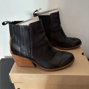 Kork-Ease Black Leather Ankle Boots
